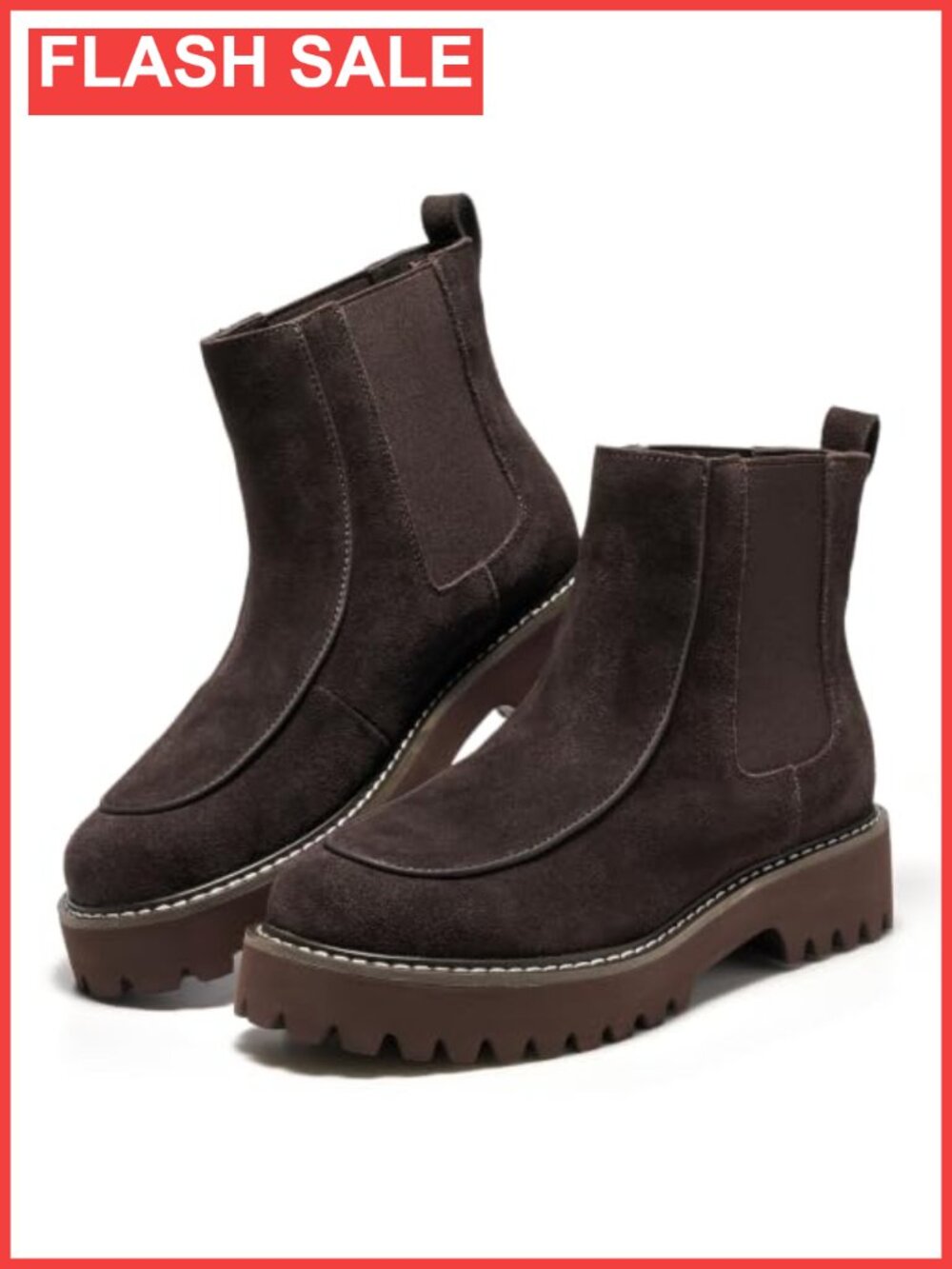 Genuine Leather Chelsea Boots Platform Memory Foam Ankle Booties